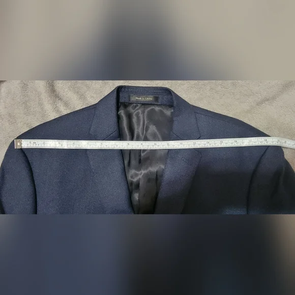 Calvin Klein Blazer Mens Blue Size 42R Herringbone Pattern - Picture 5 of 8